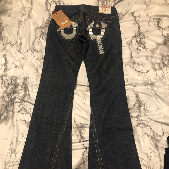 True religion jeans, silver foil design, size 25 - Picture 1 of 3